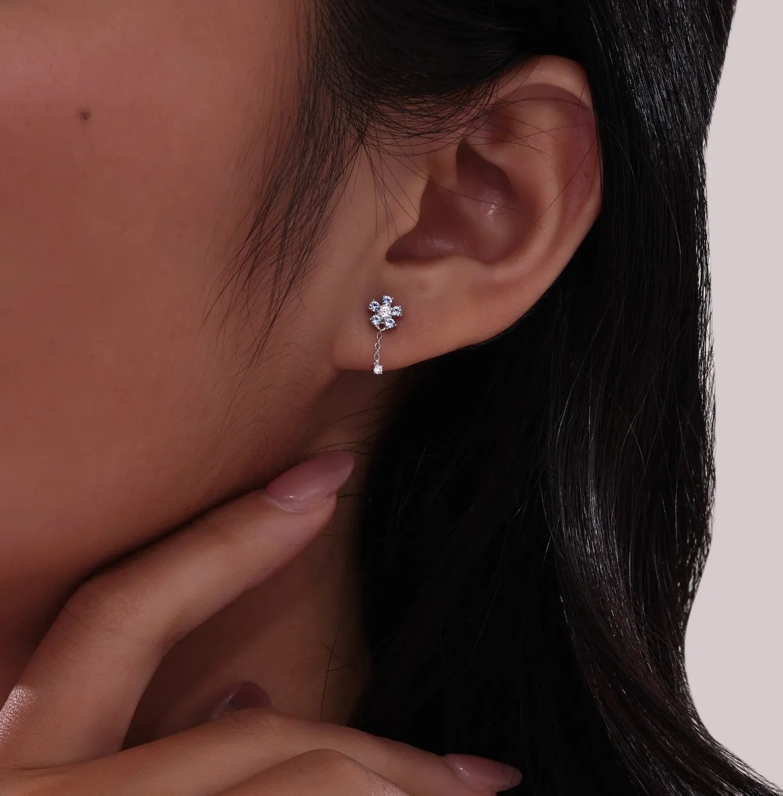 0.29 CTW Mini Flower Drop Earrings