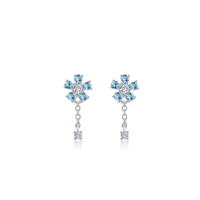 0.29 CTW Mini Flower Drop Earrings