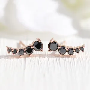 0.50 Ct. 5 Black Diamond Earrings in 14k Gold Crawler Earrings Studs