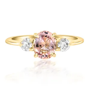 0.98ct Peach Sapphire & Diamond Trinity Ring