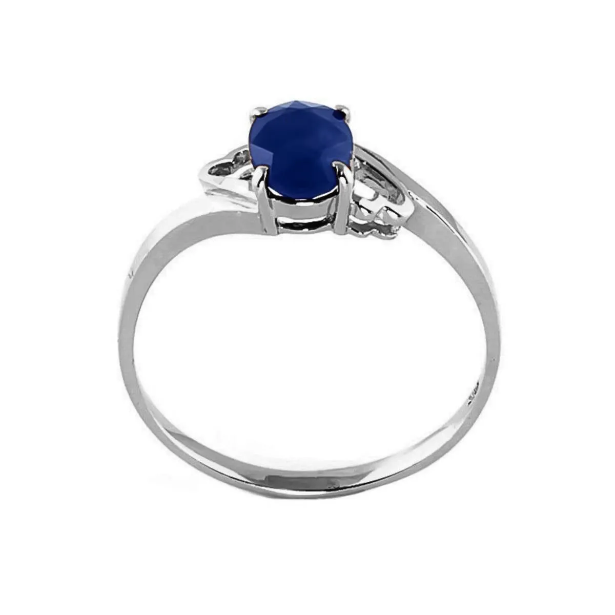 1 Carat 14K Solid White Gold Rings Natural Sapphire