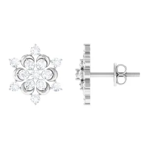 1 CT Diamond and Gold Snowflake Statement Stud Earrings