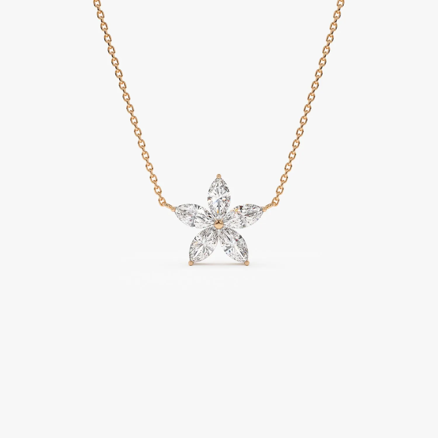 1.05 ctw 14K Marquise Shaped Flower Design Lab Grown Diamond Necklace - Vera