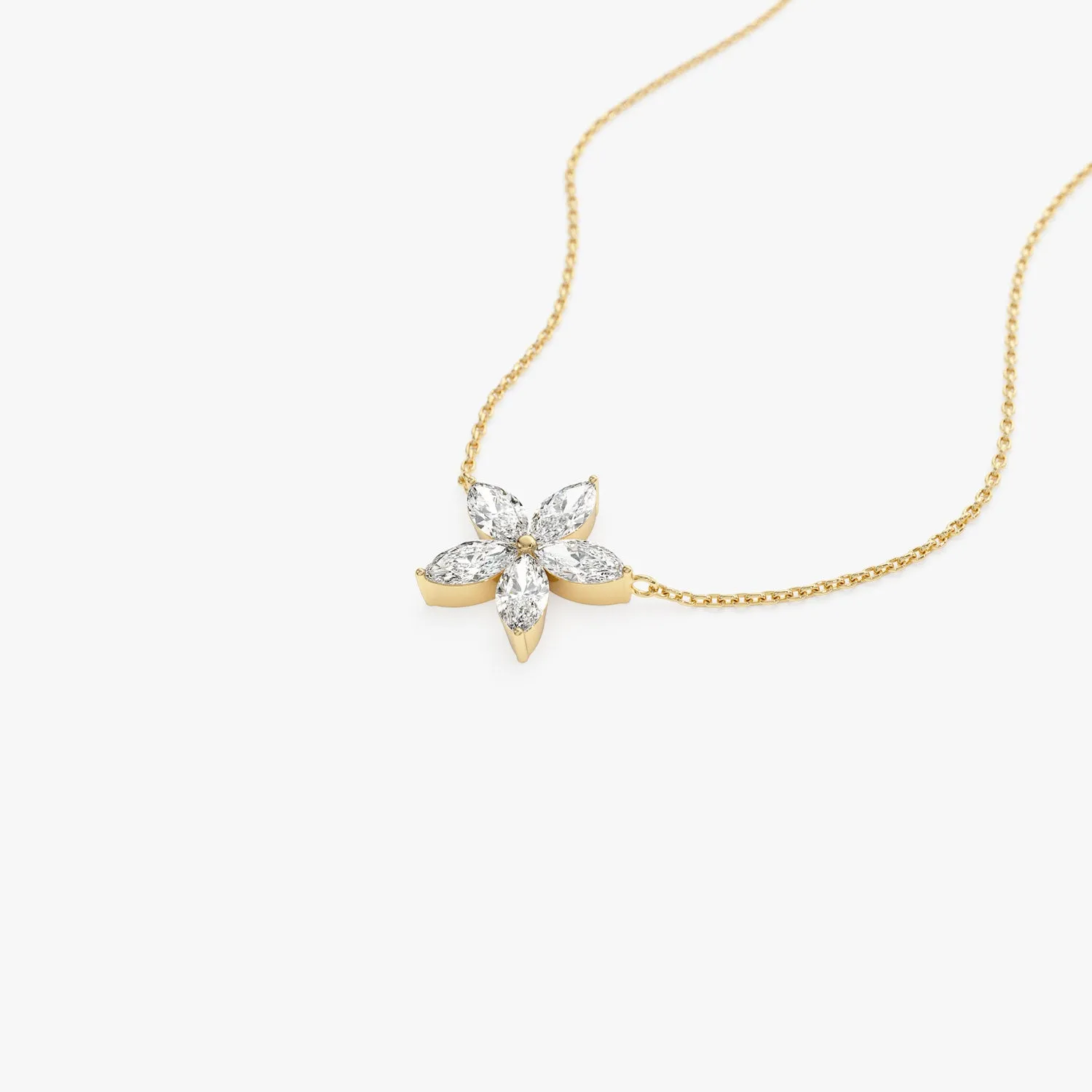 1.05 ctw 14K Marquise Shaped Flower Design Lab Grown Diamond Necklace - Vera