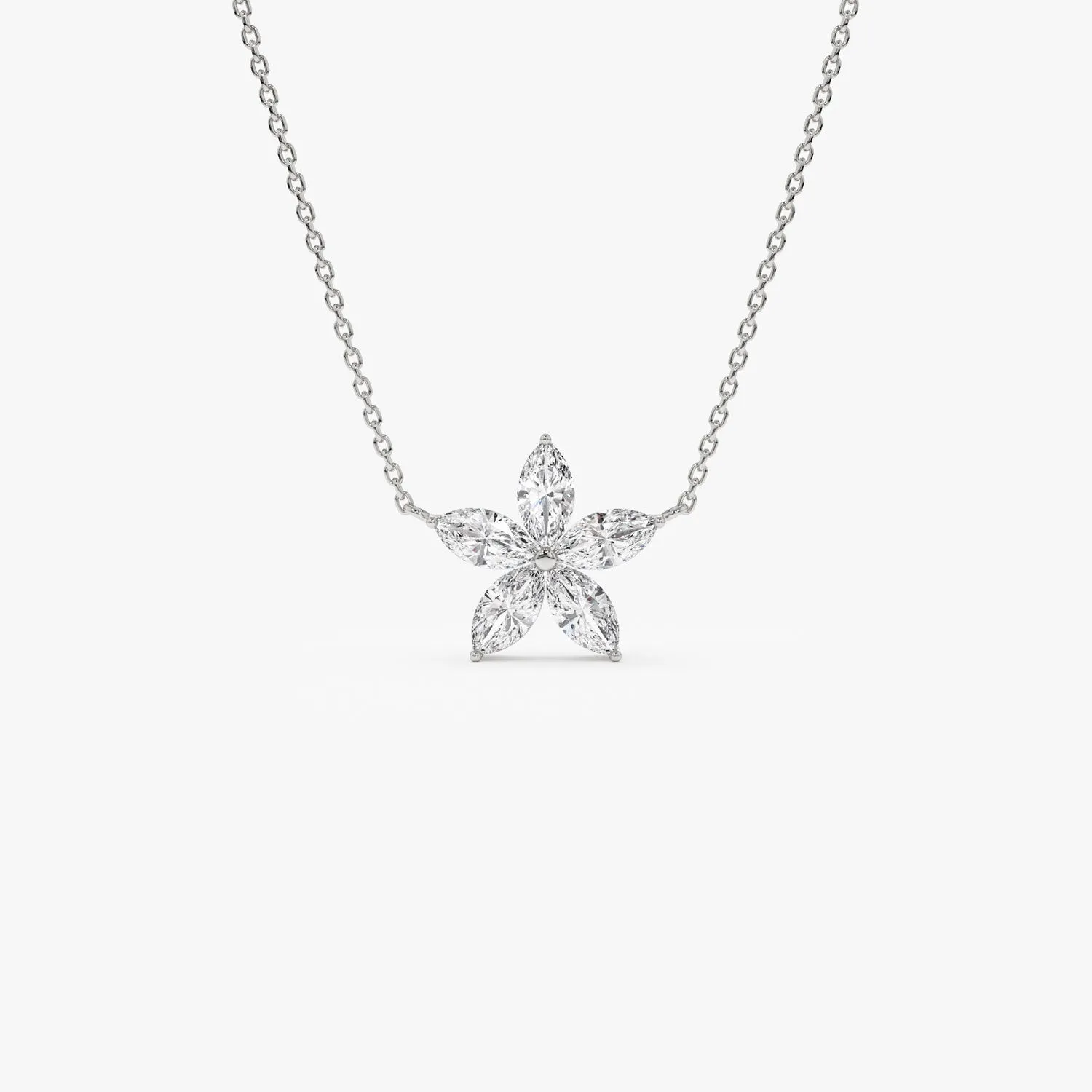 1.05 ctw 14K Marquise Shaped Flower Design Lab Grown Diamond Necklace - Vera