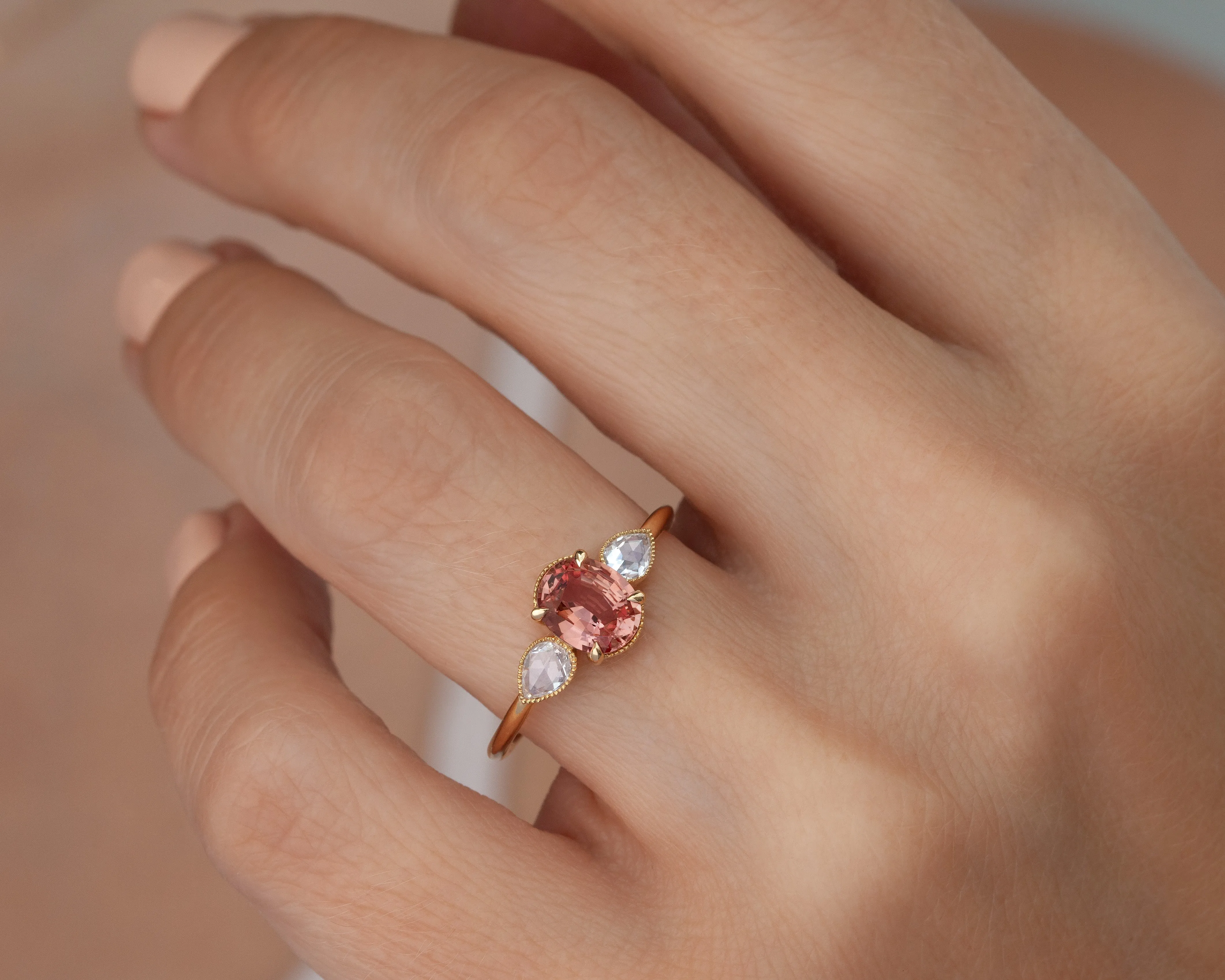 1.06-Carat Padparadscha Sapphire Cora Ring (Ready to Ship)