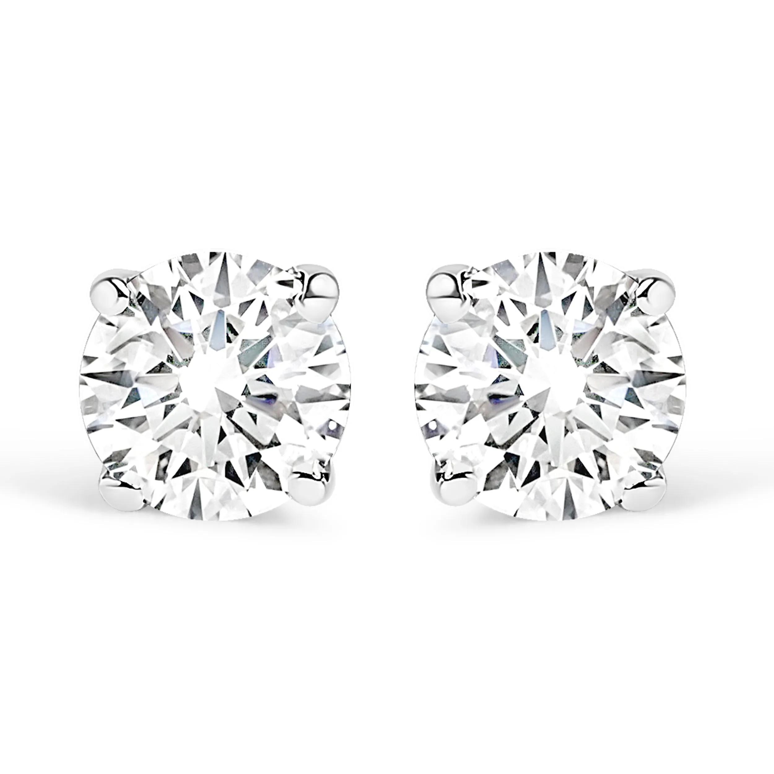 10K White Gold 1/6 Cttw Round Brilliant-Cut Near Colorless Diamond Classic 4-Prong Stud Earrings