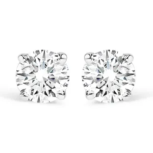 10K White Gold 1/6 Cttw Round Brilliant-Cut Near Colorless Diamond Classic 4-Prong Stud Earrings