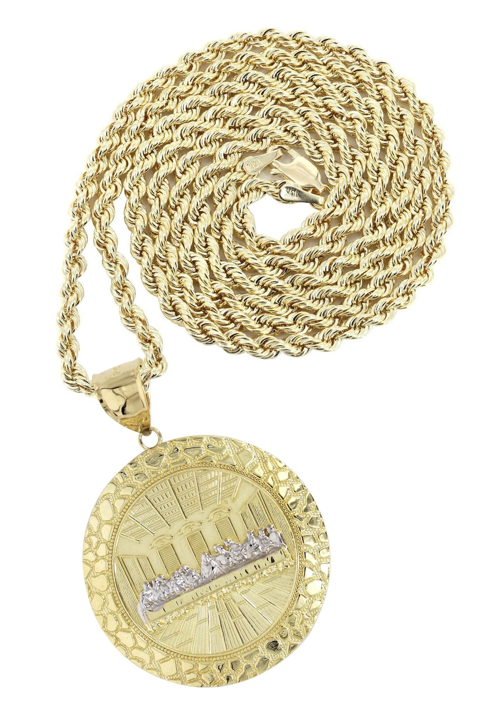 10K Yellow Gold Round Last Supper Necklace | Appx 17.8 Grams