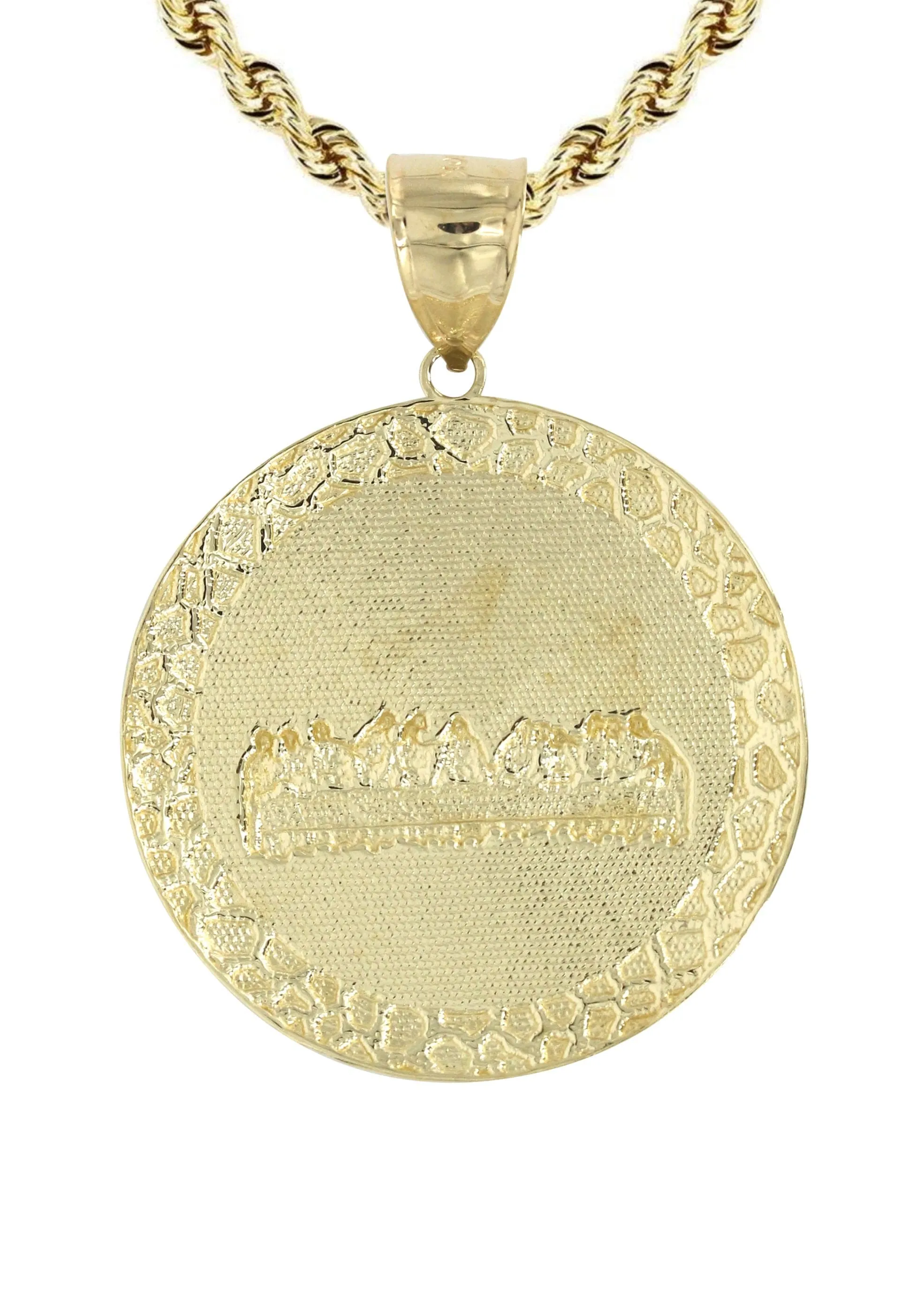 10K Yellow Gold Round Last Supper Necklace | Appx 17.8 Grams