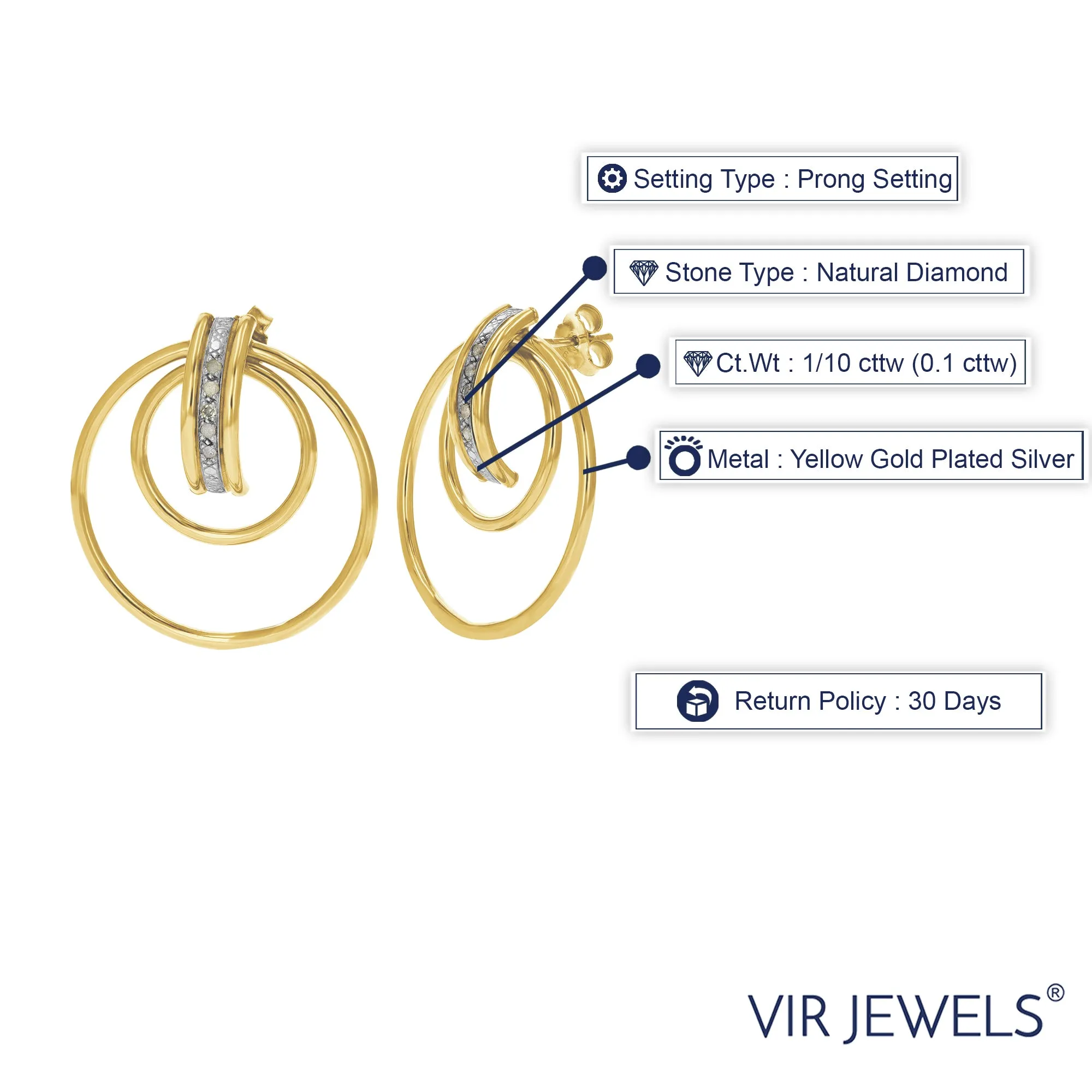 1/10 cttw Diamond Knot Hoop Earrings in Yellow Gold Plated Silver