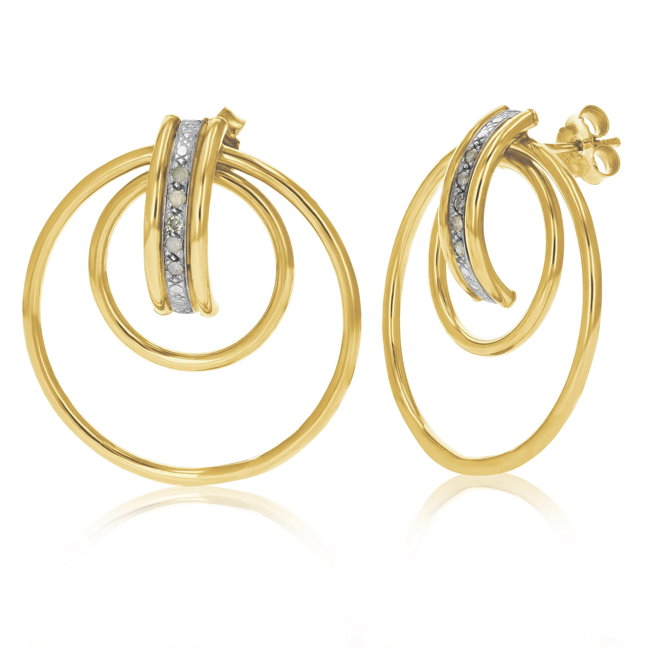 1/10 cttw Diamond Knot Hoop Earrings in Yellow Gold Plated Silver