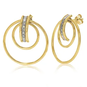 1/10 cttw Diamond Knot Hoop Earrings in Yellow Gold Plated Silver