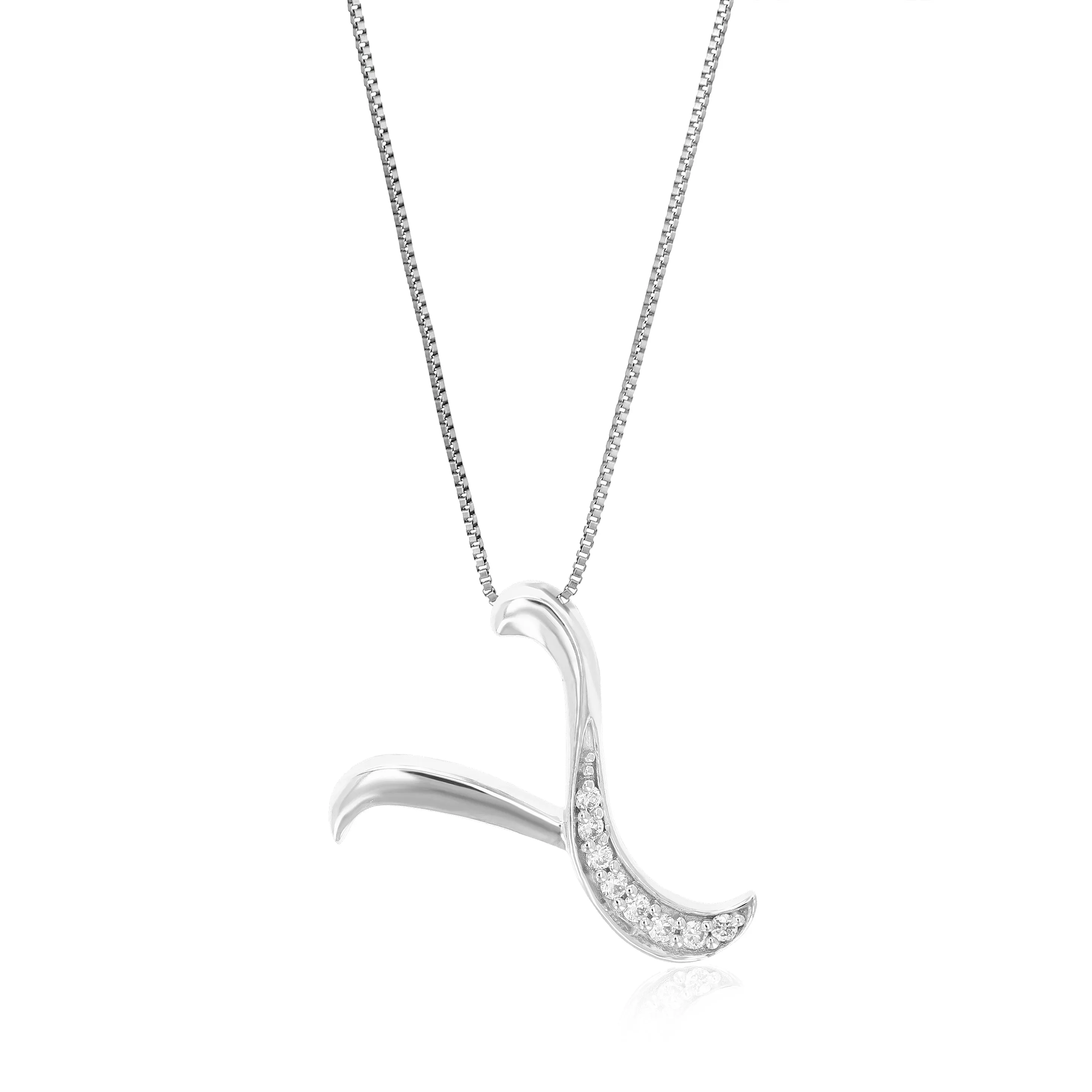 1/12 cttw Round Cut 8 Stones Lab Grown Diamond Pendant Necklace .925 Sterling Silver 2/3 Inch With 18 Inch Chain