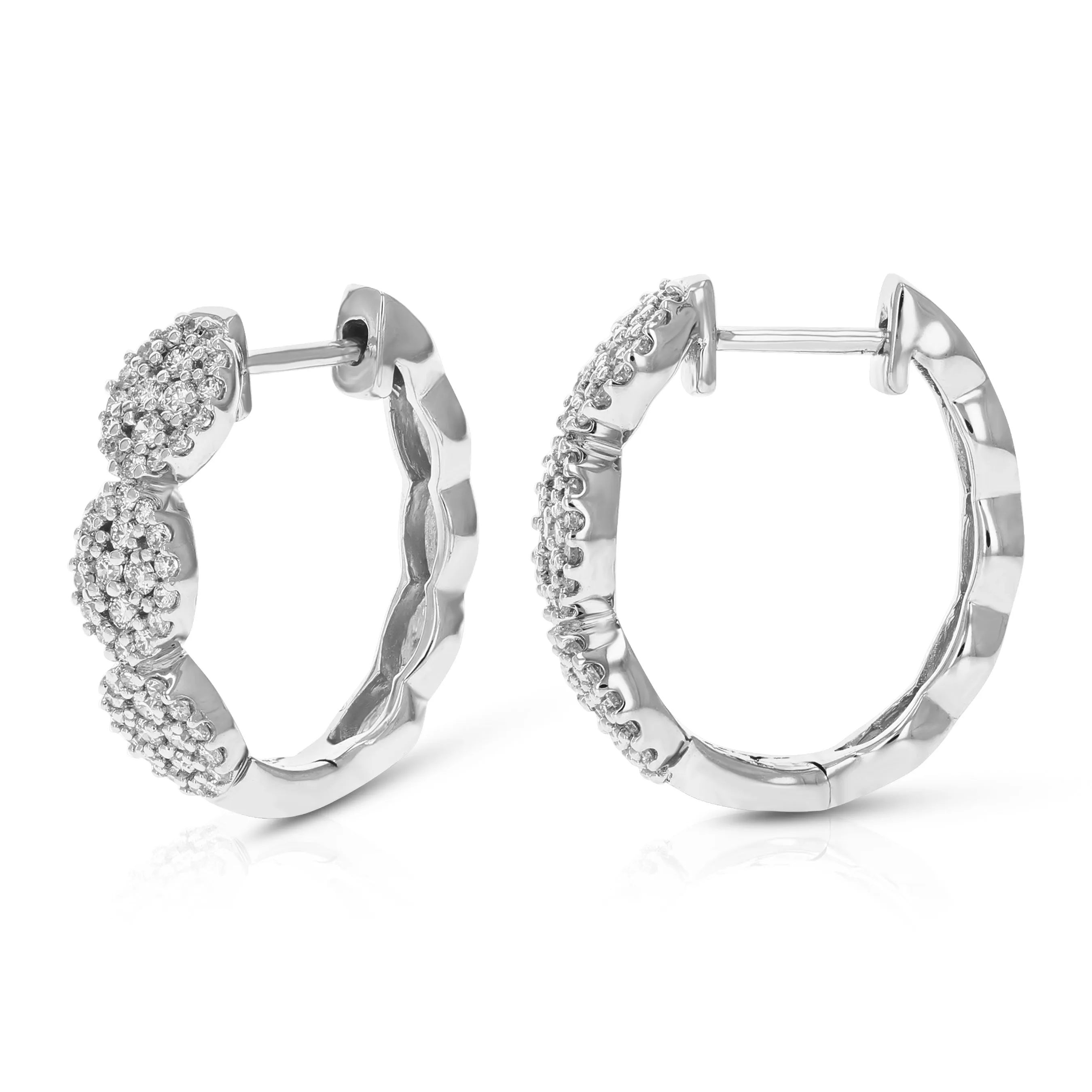 1/2 cttw Three Lab Grown Diamond Hoop Earring 14K White Gold