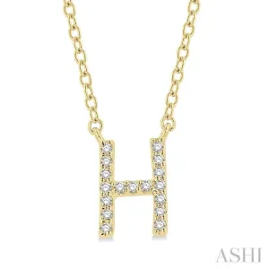 1/20 Ctw Initial 'H' Round Cut Diamond Pendant With Chain in 14K Yellow Gold