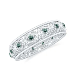 1/4 CT Vintage Created Green Sapphire Celtic Gold Band Ring