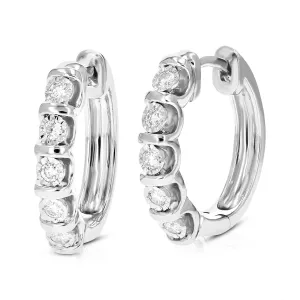 1/4 cttw Lab Grown Diamond Section Hoop Earrings in Sterling Silver