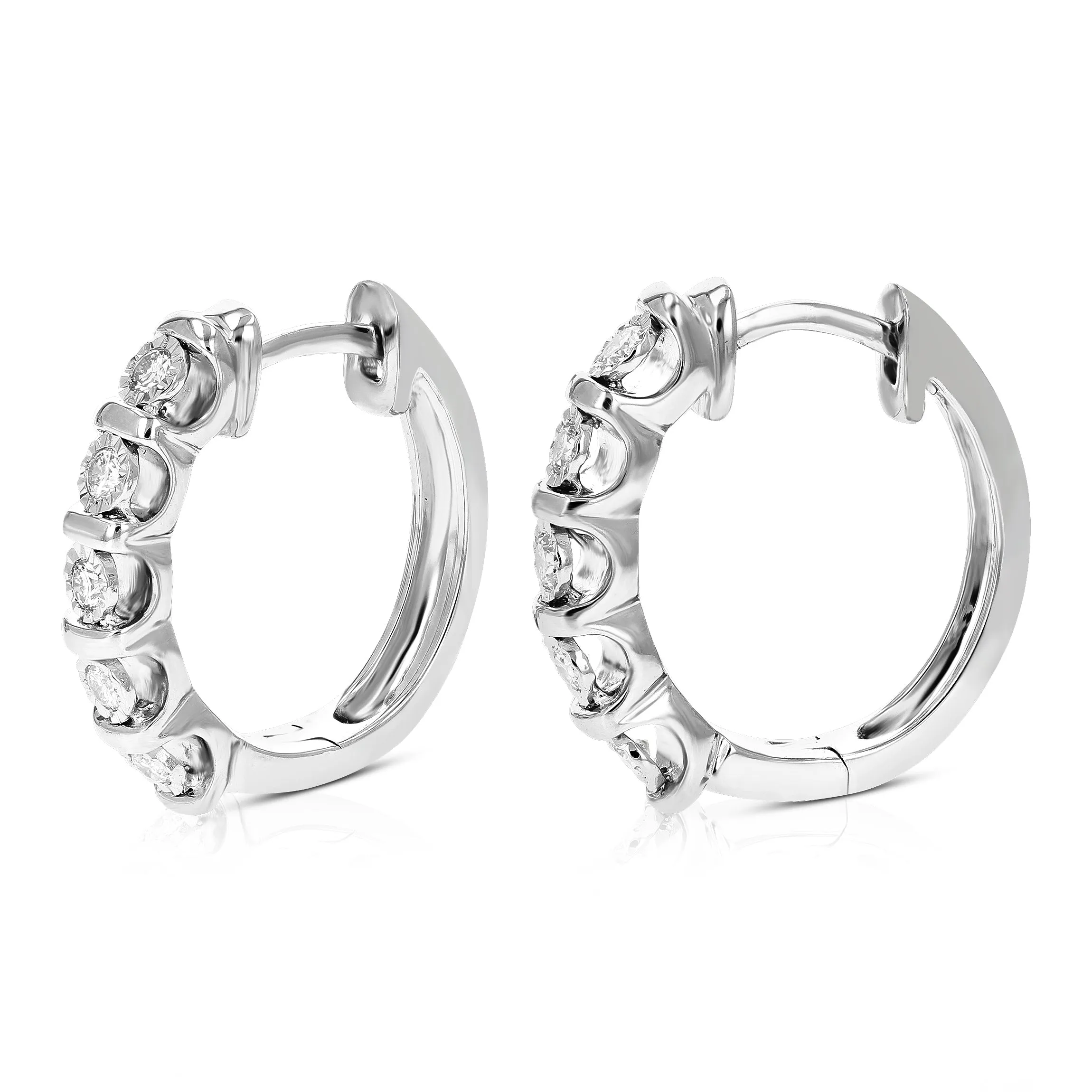 1/4 cttw Lab Grown Diamond Section Hoop Earrings in Sterling Silver