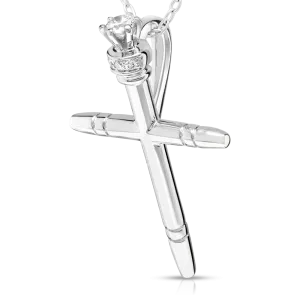 14 Karat White Gold Diamond Cross Pendant