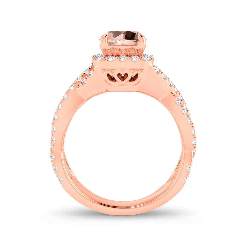 14K 0.62CT Diamond Morganite Ring