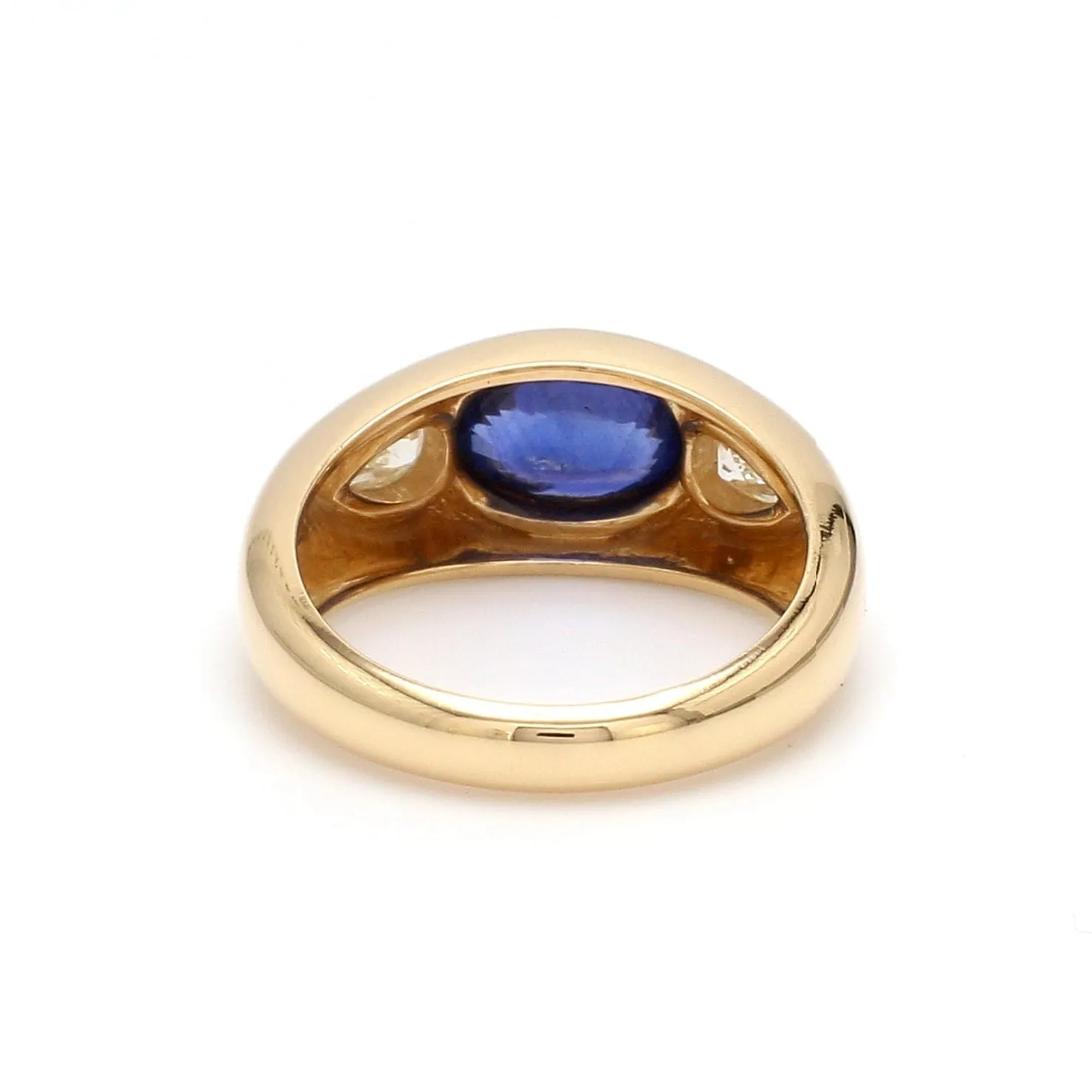 14K & 18K Gold Oval Blue Sapphire & Diamond Dome Ring