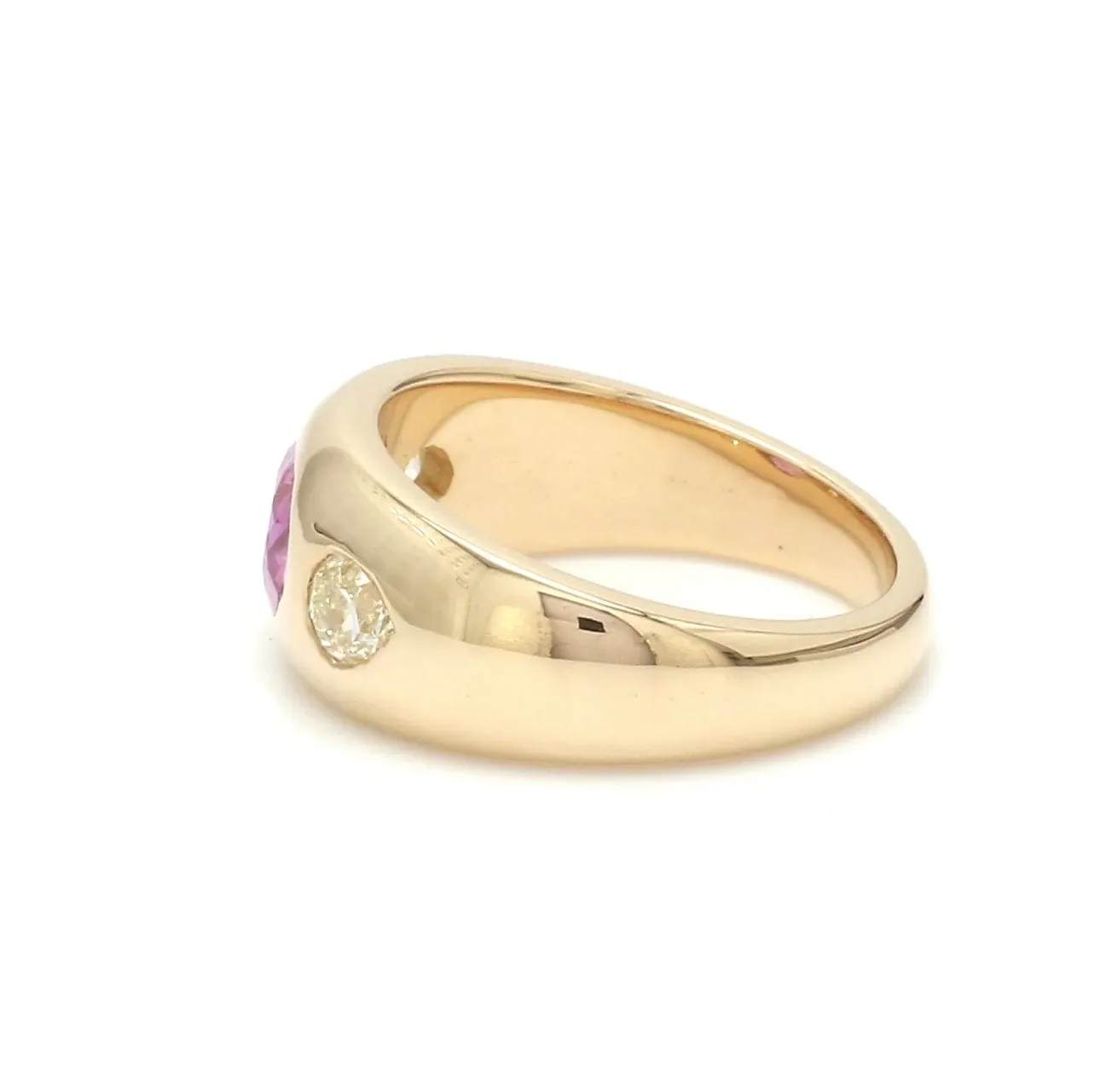 14K & 18K Gold Oval Pink Sapphire & Diamond Dome Ring