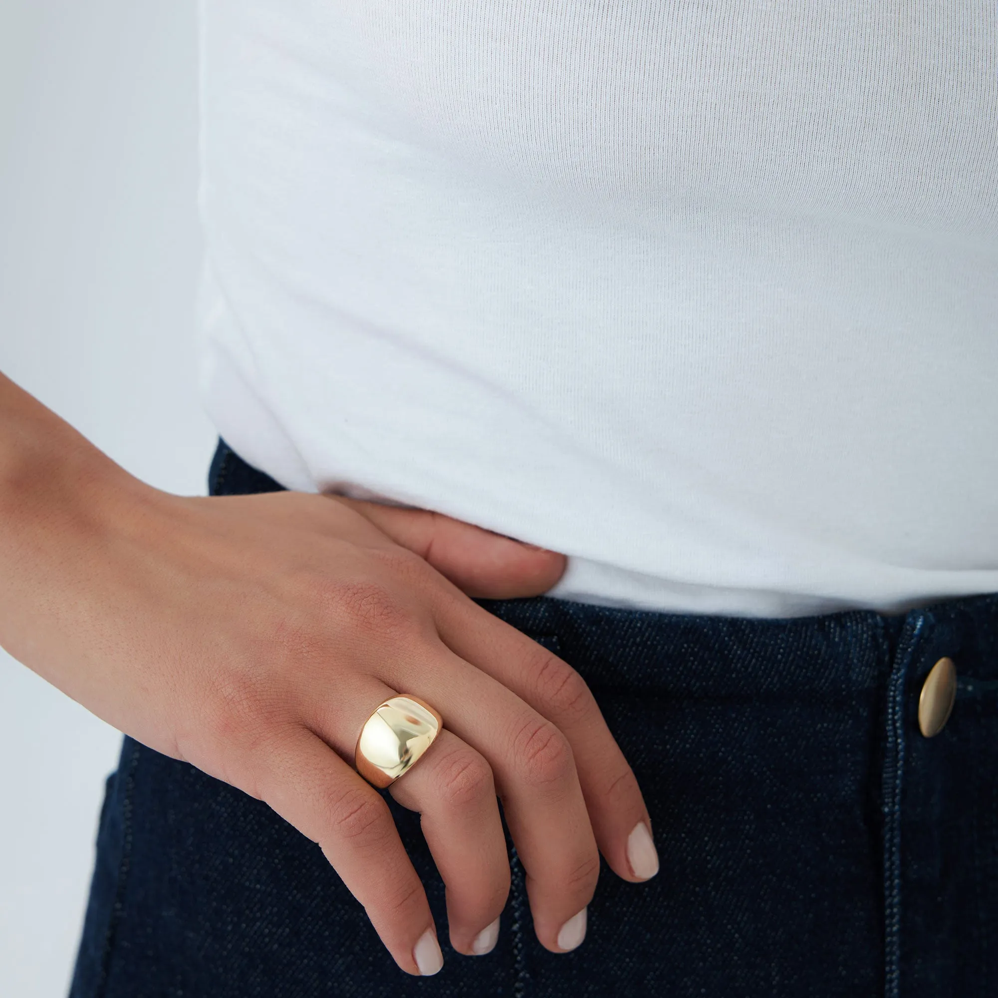 14k Chunky Gold Dome Graduating Statement Ring