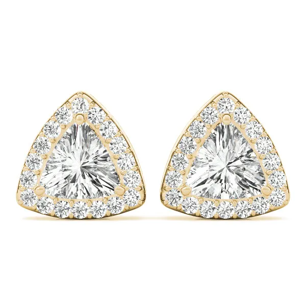 14k Gold Triangular Bezel Set Diamond Earring