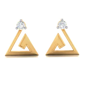 14k Intricate Design Gold With American Diamond Earrings