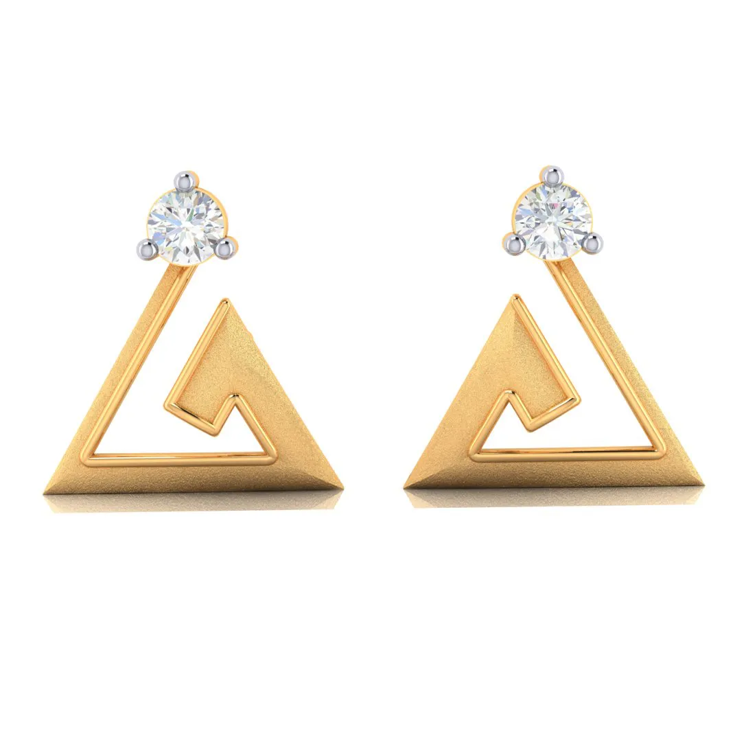 14k Intricate Design Gold With American Diamond Earrings