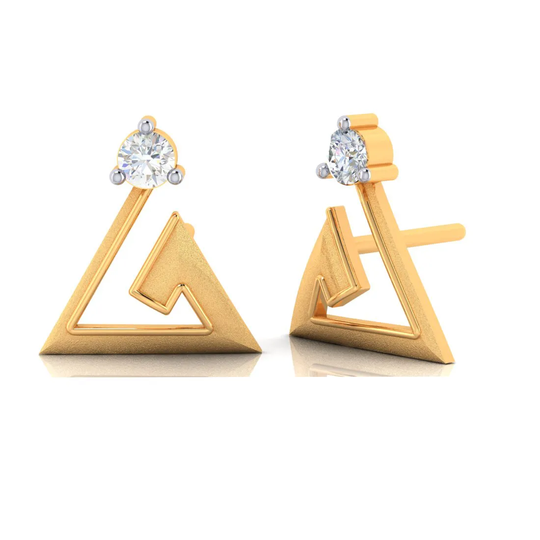 14k Intricate Design Gold With American Diamond Earrings