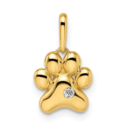 14k Paw Print Pendant