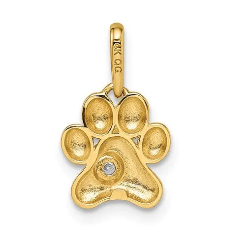 14k Paw Print Pendant