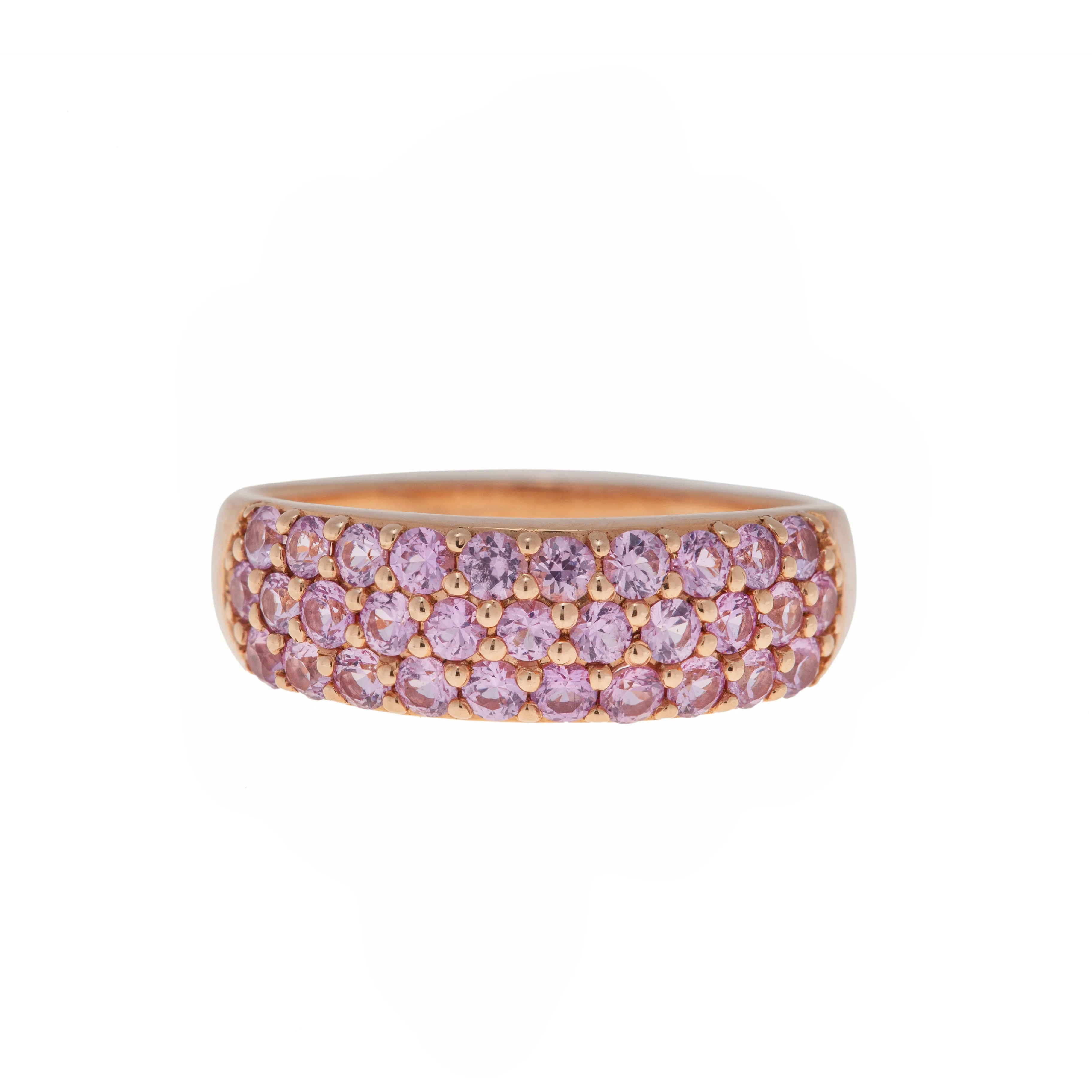 14k rose gold and pink sapphire band