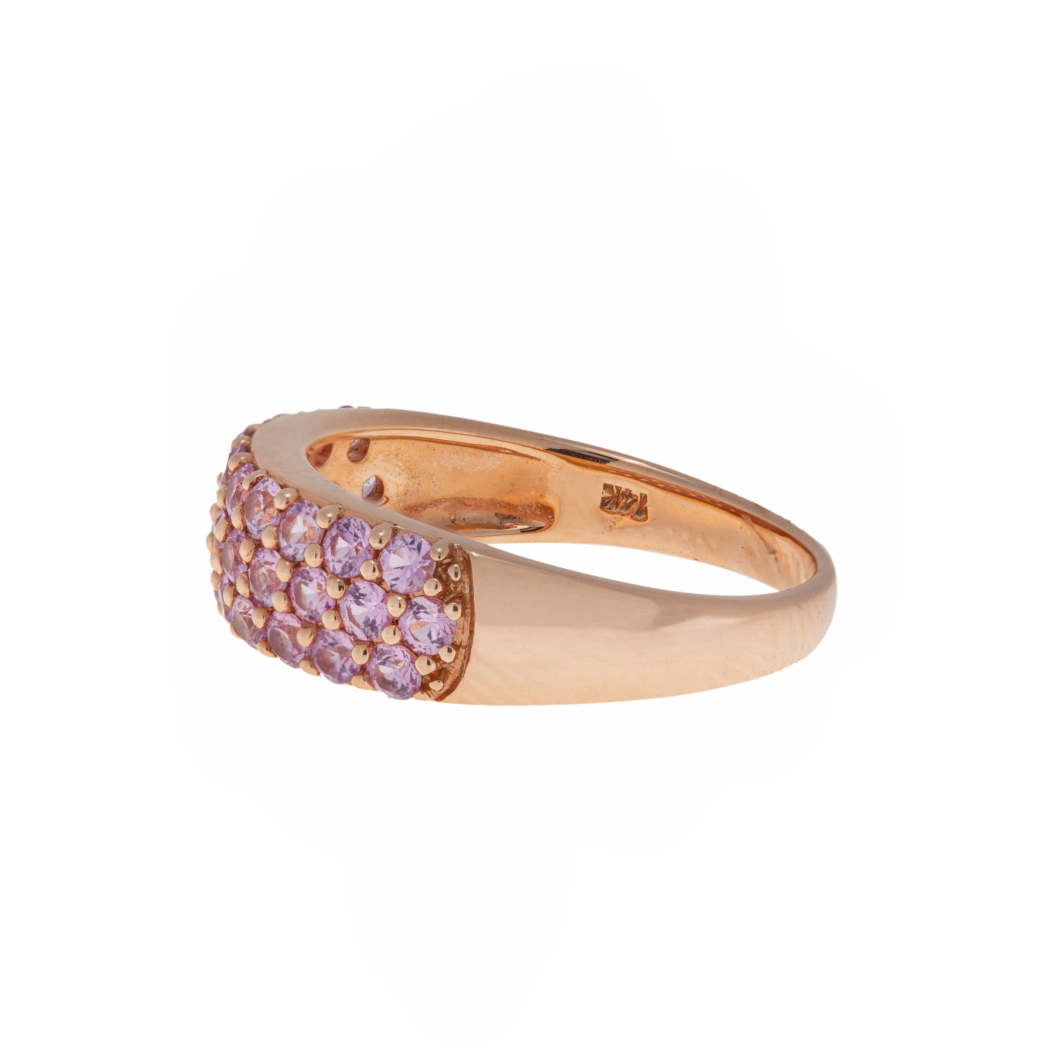 14k rose gold and pink sapphire band