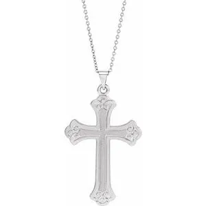 14K White Cross Necklace