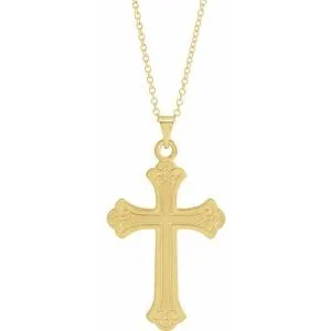 14K White Cross Necklace