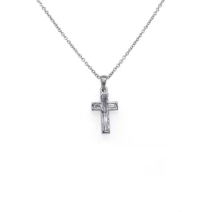 14K White Gold 0.49 CT Baguette Diamond Cross