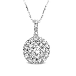 14K White Gold 1/2 Ctw Invisible Diamond Fashion Pendant