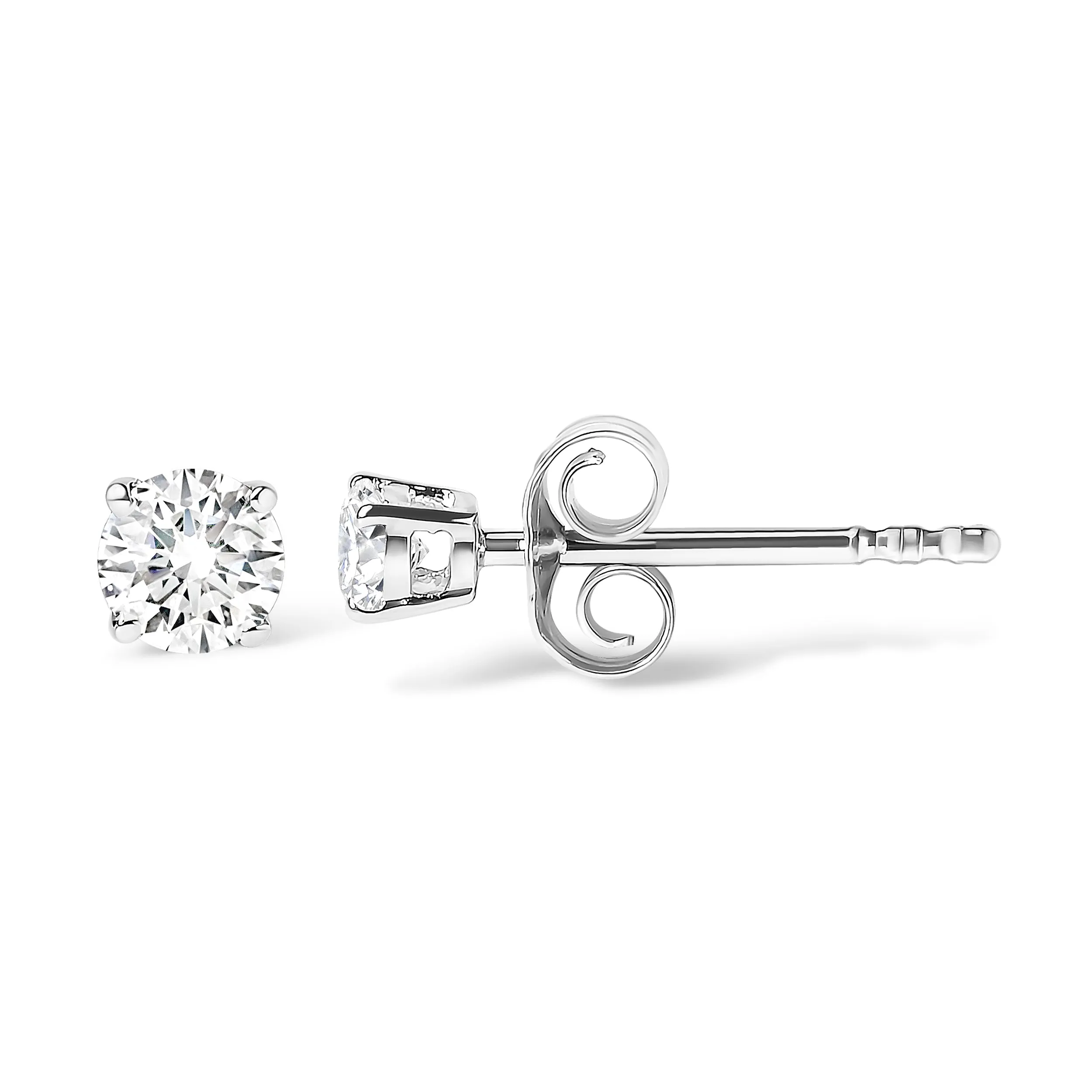 14K White Gold 1/6 Cttw Round Brilliant-Cut Near Colorless Diamond Classic 4-Prong Stud Earrings