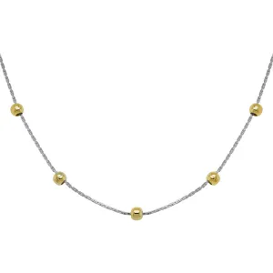 14K White Gold Box Chain with Yellow Gold Beads