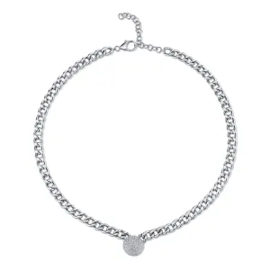 14k White Gold Cuban Link Diamond Choker