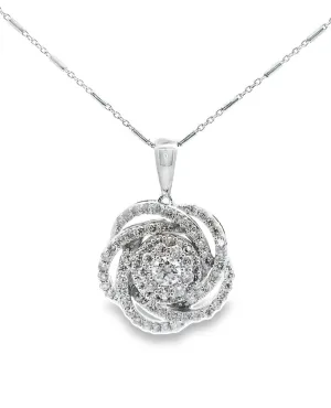 14K White Gold Swirl Pendant Necklace