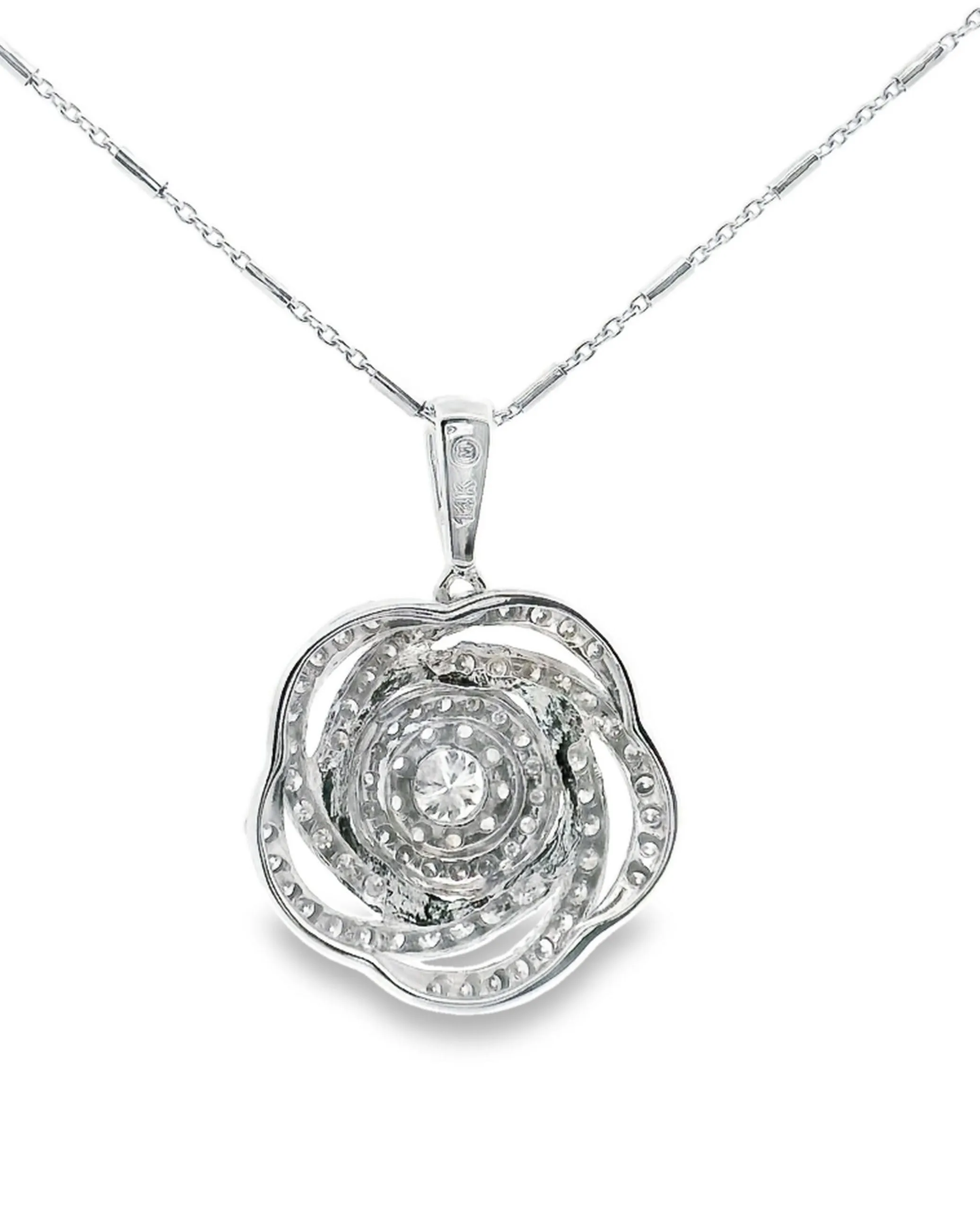 14K White Gold Swirl Pendant Necklace