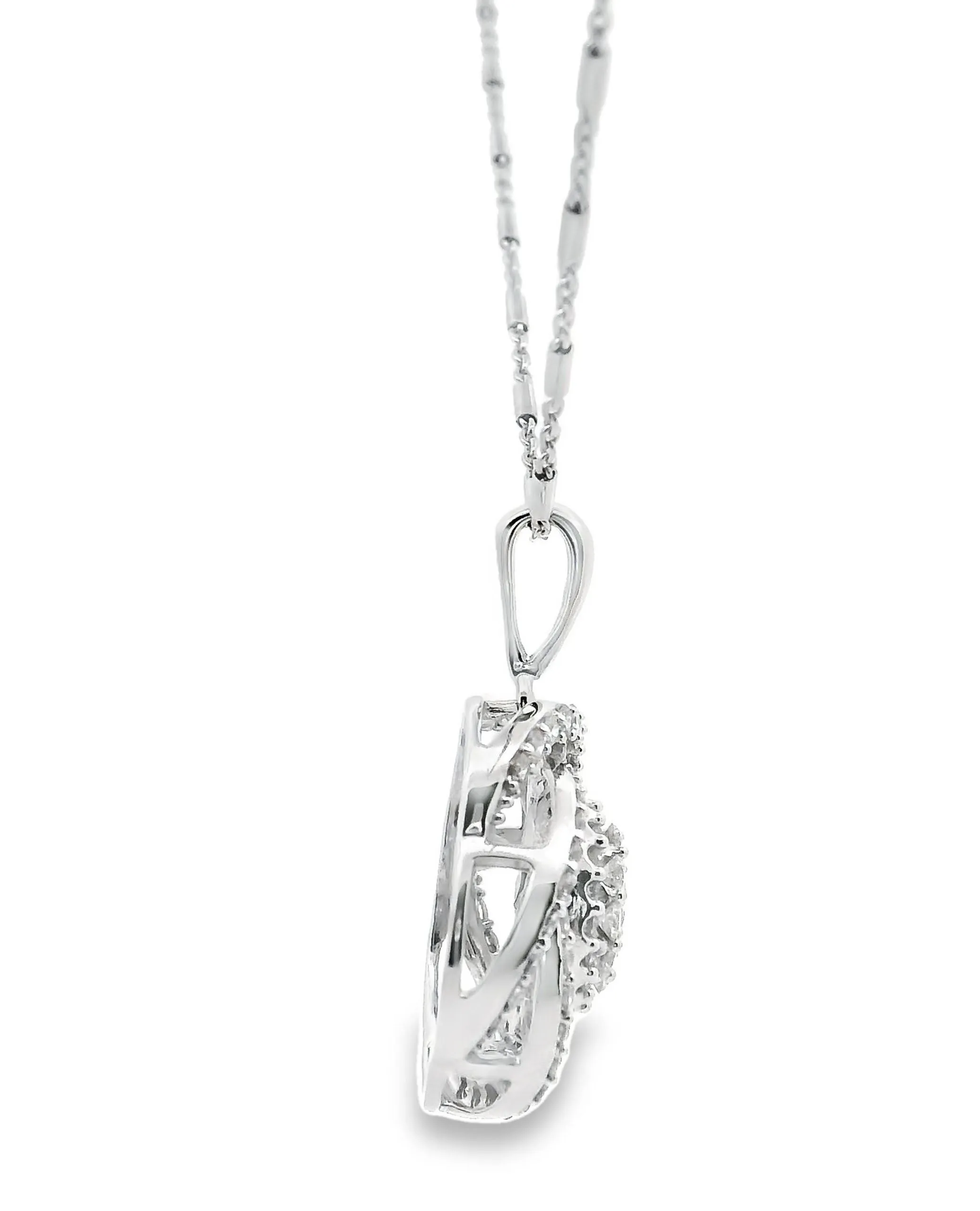 14K White Gold Swirl Pendant Necklace