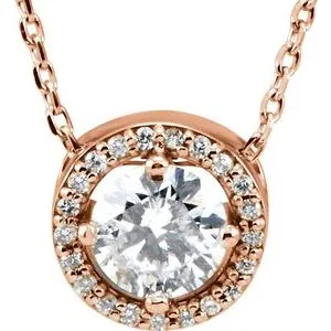 14K Yellow 1/4 CTW Lab-Grown Diamond Halo-Style 16" Necklace