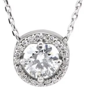 14K Yellow 1/4 CTW Lab-Grown Diamond Halo-Style 16" Necklace