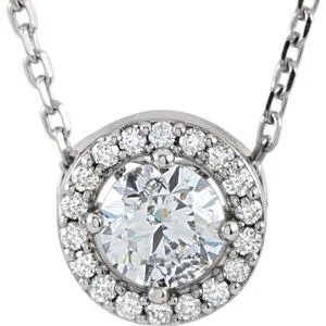 14K Yellow 1/4 CTW Lab-Grown Diamond Halo-Style 16" Necklace