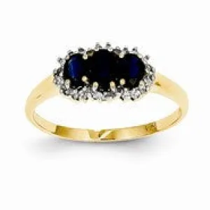 14k Yellow Gold Diamond and Sapphire Ring